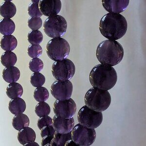 Vintage Genuine Amethyst Round Bead Necklace.